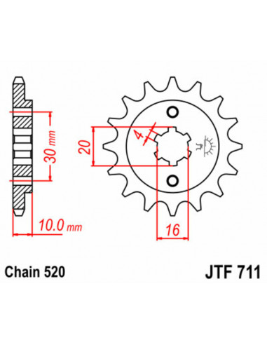 Pignon JT SPROCKETS acier standard 711 - 520