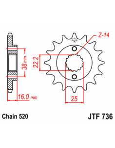 Pignon JT SPROCKETS acier standard 736 - 520 2