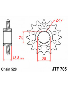 Pignon JT SPROCKETS acier standard 705 - 520 2