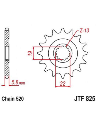 Pignon JT SPROCKETS acier anti-boue 825 - 520