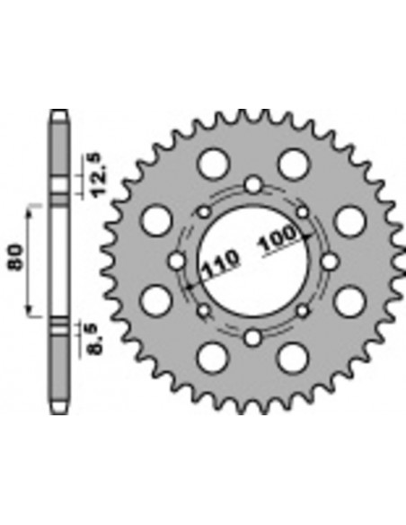 Pignon PBR acier standard 333 - 520