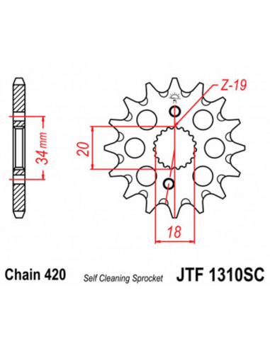 Pignon JT SPROCKETS acier anti-boue 1310 - 420
