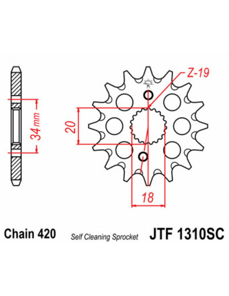 Pignon JT SPROCKETS acier anti-boue 1310 - 420
