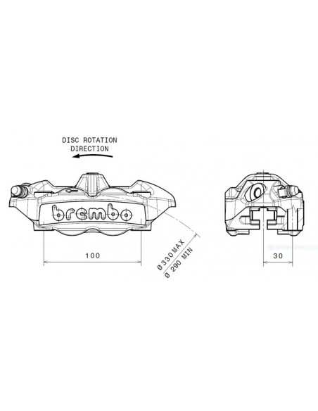 Etrier de frein avant droit BREMBO M4 titane Ø34mm