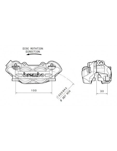 Etrier de frein avant gauche BREMBO P4 titane Ø32mm