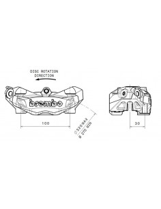 Etrier de frein avant droit BREMBO M4 naturel Ø32mm 2