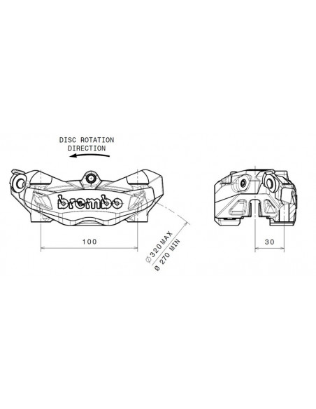 Etrier de frein avant droit BREMBO M4 or Ø32mm