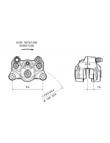 Etrier de frein arrière BREMBO Ø34mm naturel